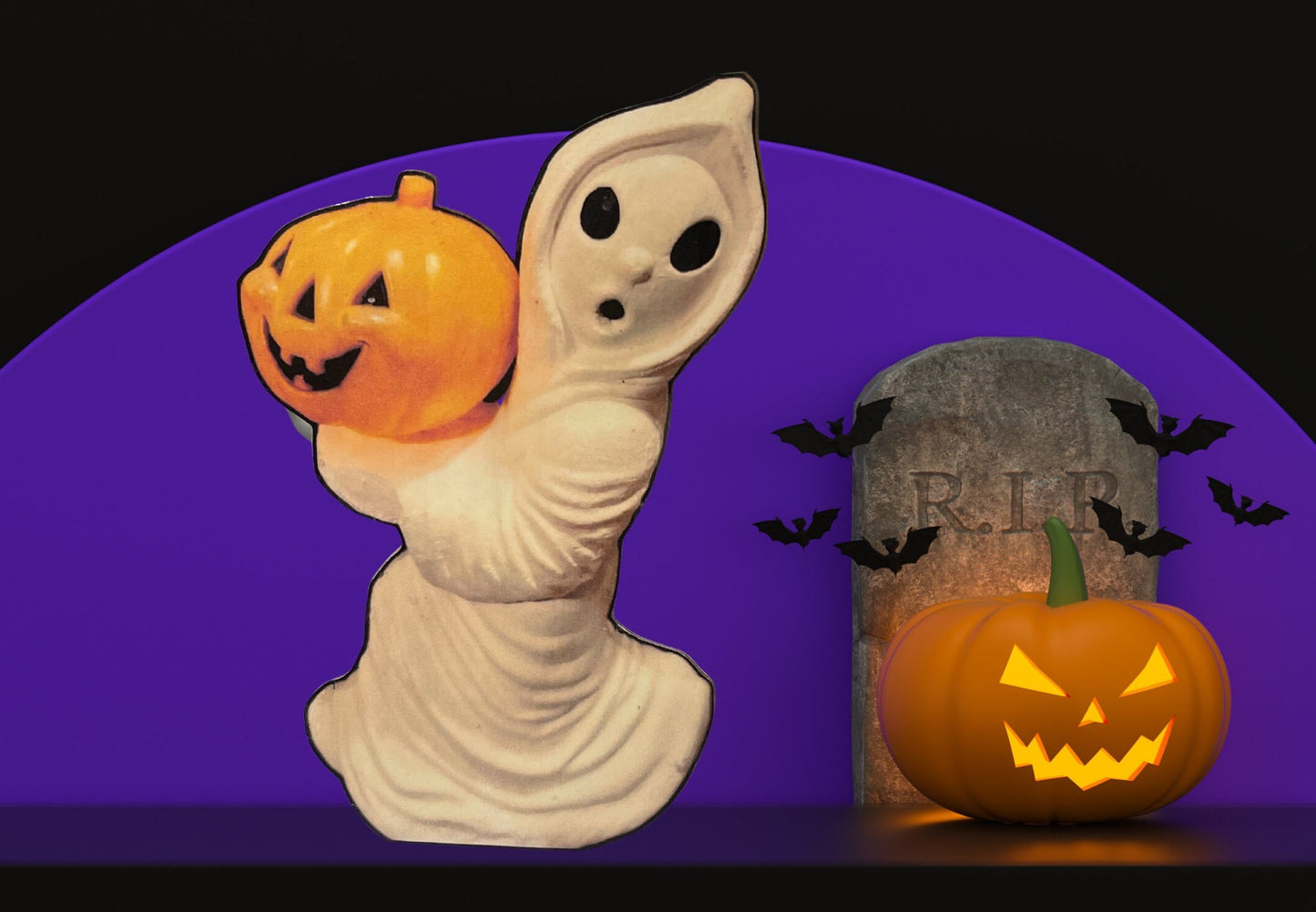 Halloween Ghost & Pumpkin Dummy Board Set – Vintage Style