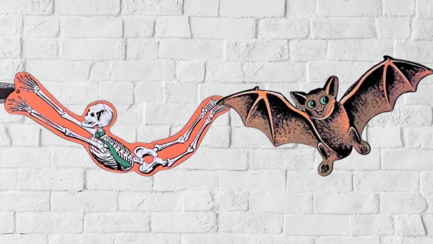 Vintage Style Figural Halloween Banner, Beistle Insp Halloween Garland, Moveable Antique Halloween Figure Bunting