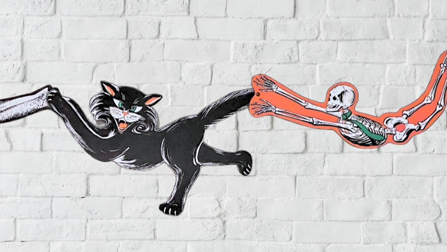 Vintage Style Figural Halloween Banner, Beistle Insp Halloween Garland, Moveable Antique Halloween Figure Bunting