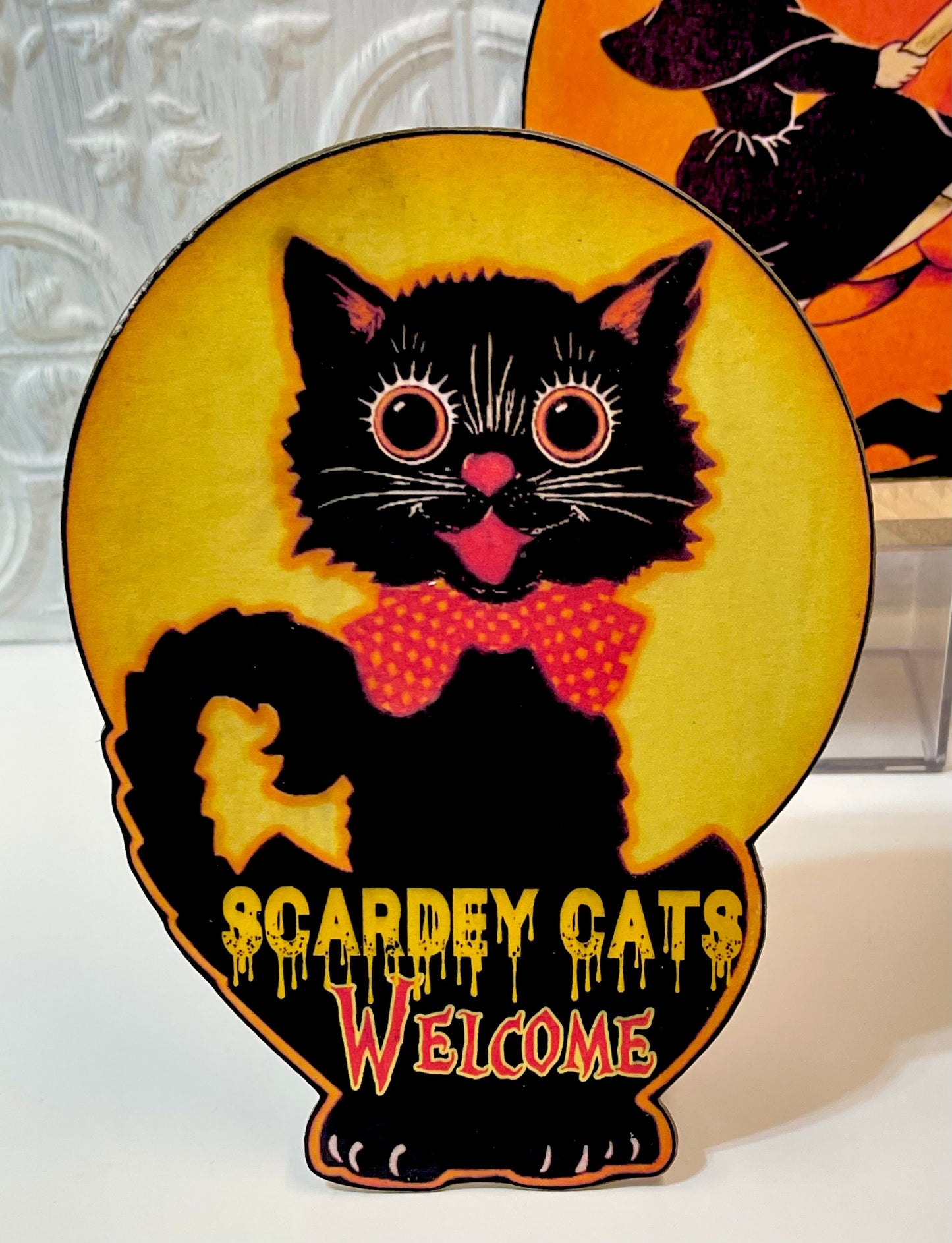 Retro Halloween Die Cut Dummy Board Standee, Halloween Table Top Decor or Fall Tiered Tray