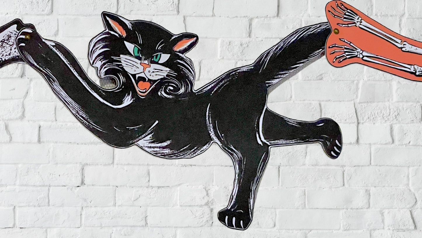 Vintage Style Figural Halloween Banner, Beistle Insp Halloween Garland, Moveable Antique Halloween Figure Bunting