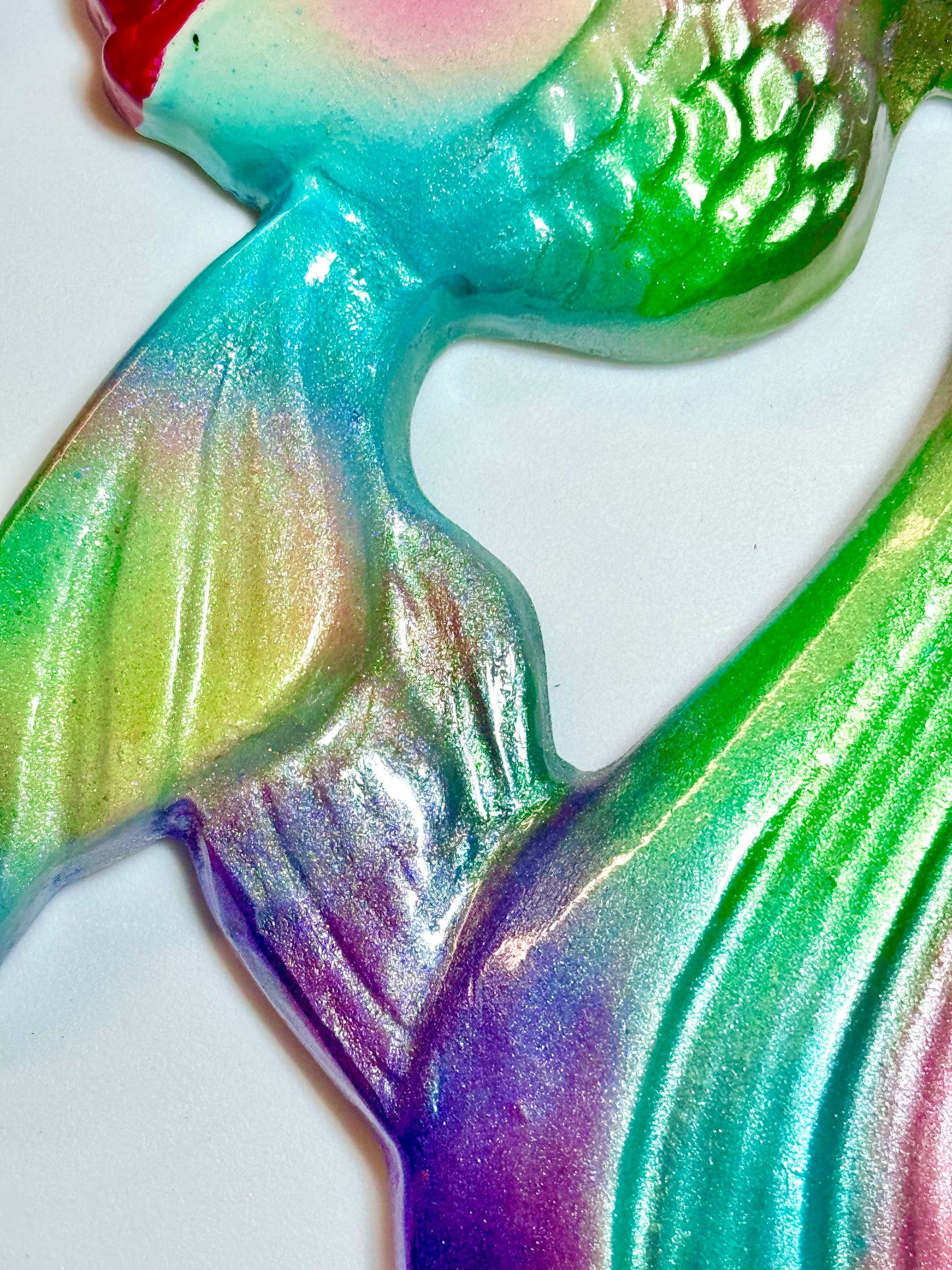 Anthropomorphic Rainbow Lusterware MCM Vintage Style Chalkware Wall Art Fish & Bubbles