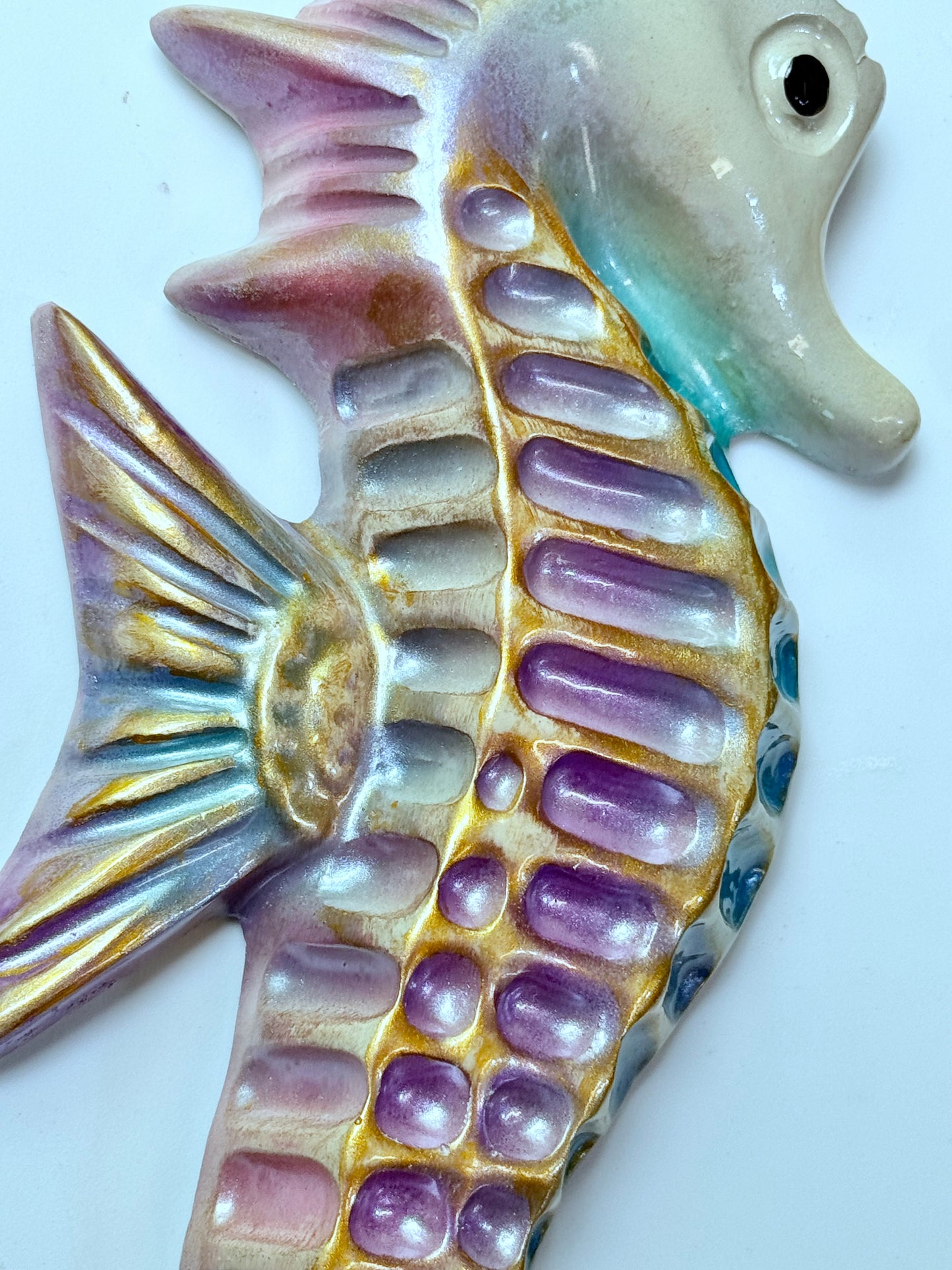Large Pair of Mid-Century Style Chalkware Seahorses, Great Vintage Look!
