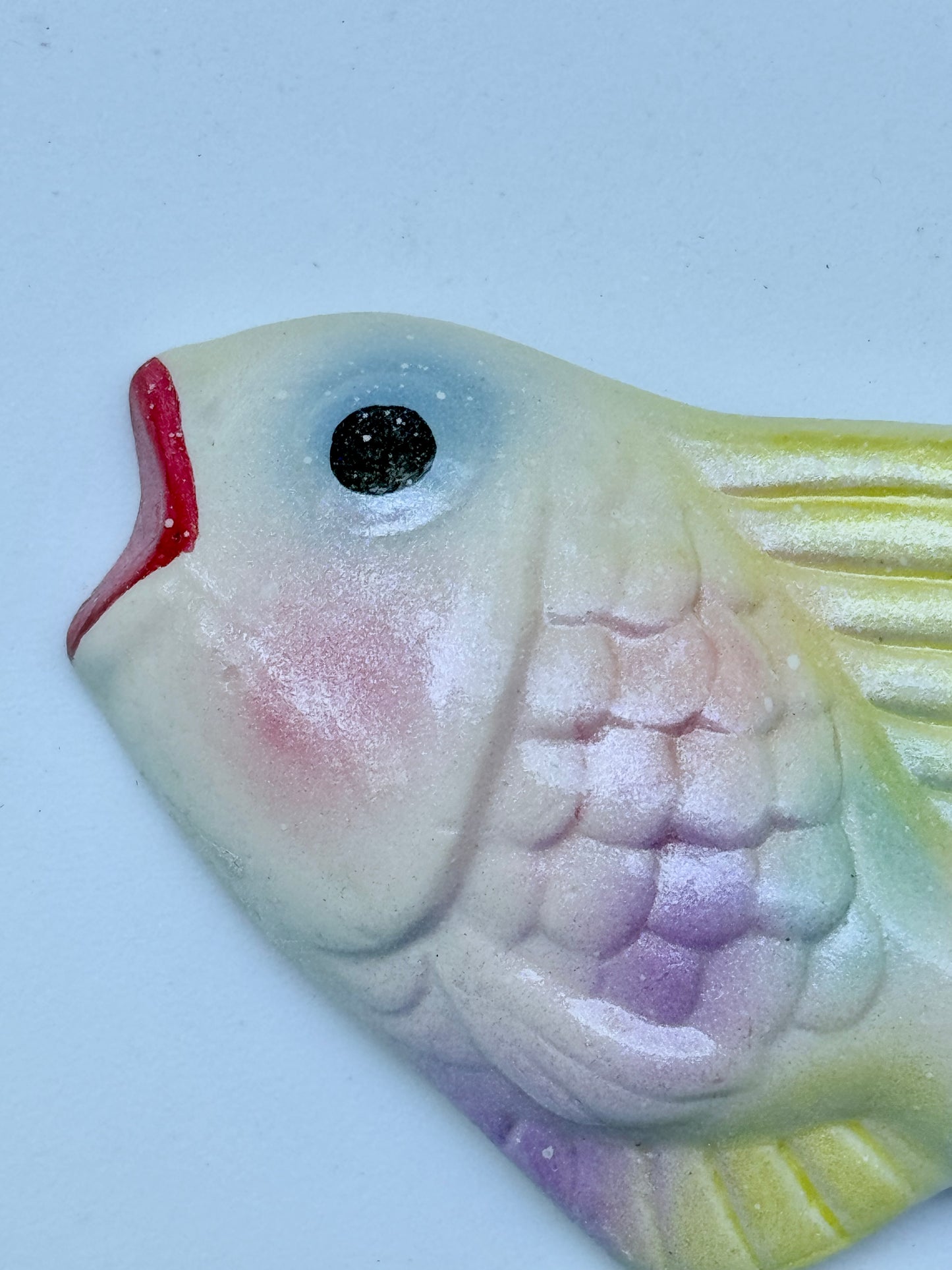Retro Style Chalkware Fish Wall Art Plaques in Rainbow, Mid century Style Decor