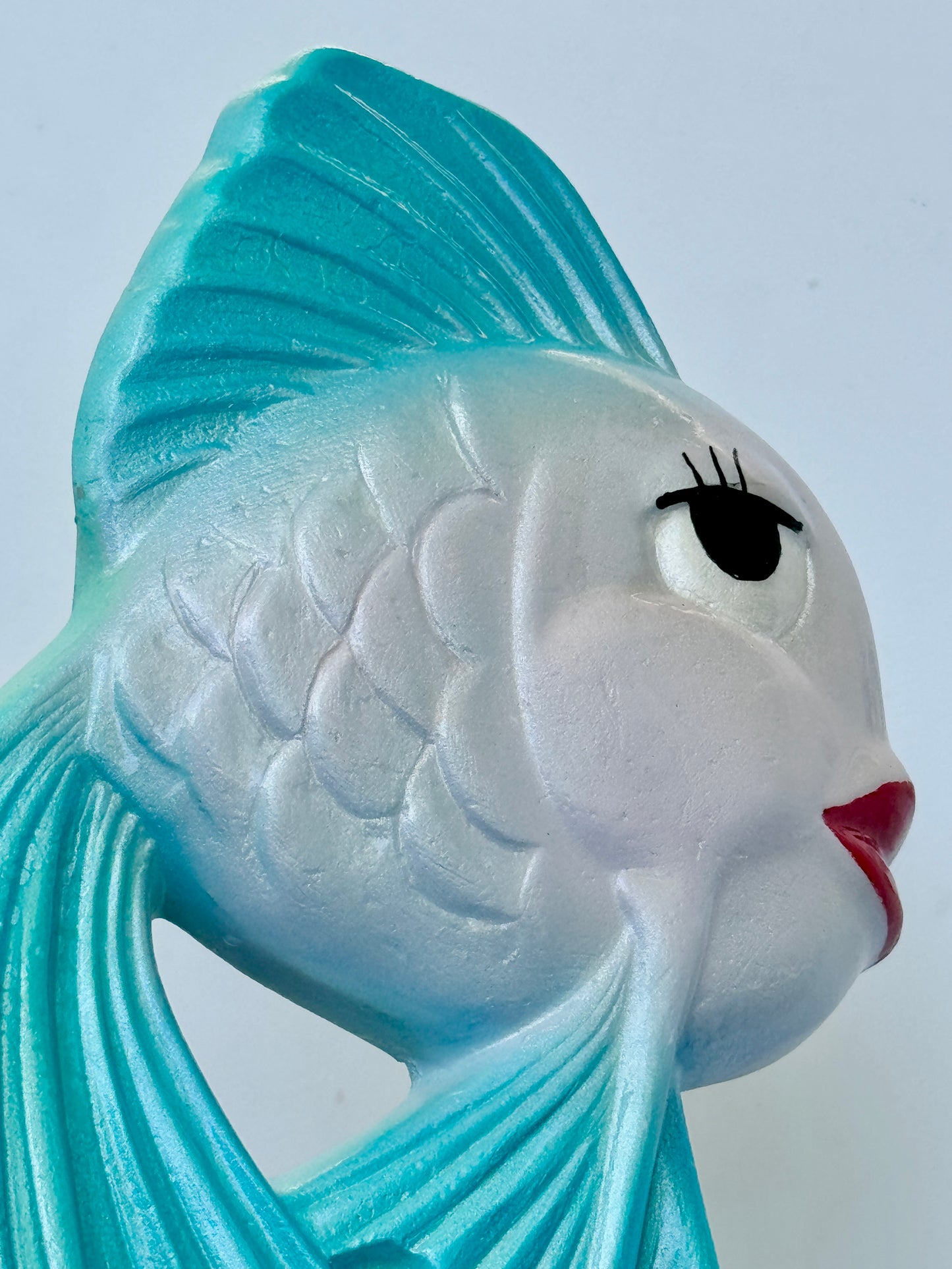 Vintage Style Lusterware Chalkware Wall Art Fish & Bubbles