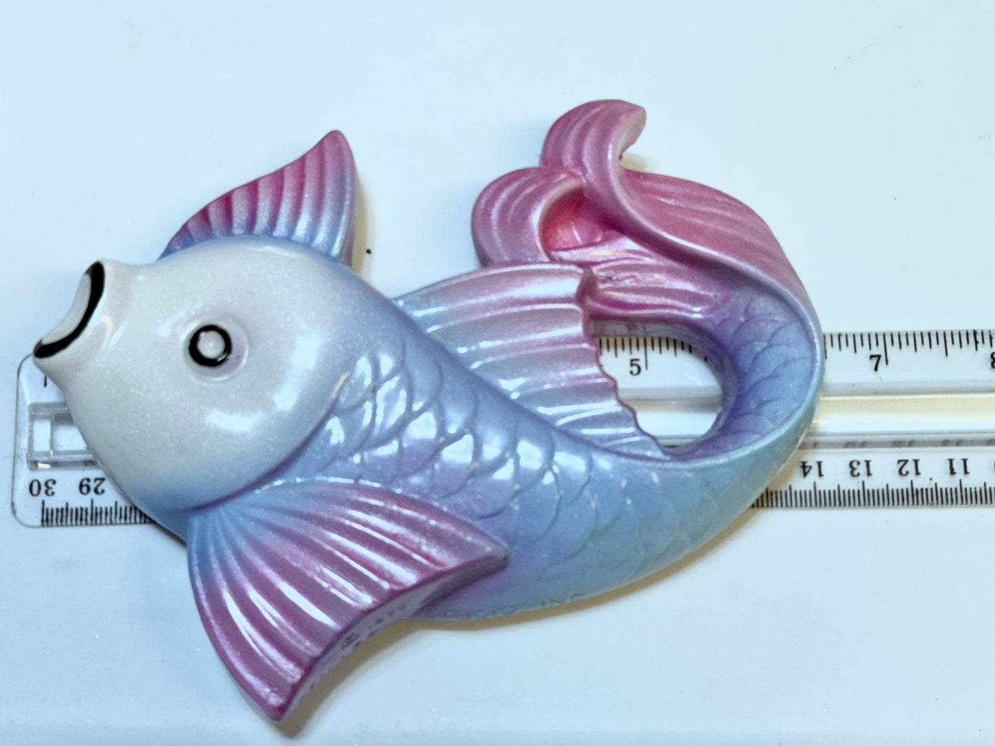 Pink & Purple Vintage Style Chalkware Goldfish/ Koi Wall Plaque set w/ Bubbles, Kitschy Mid Century Look, Goldfish KOI (Copy)