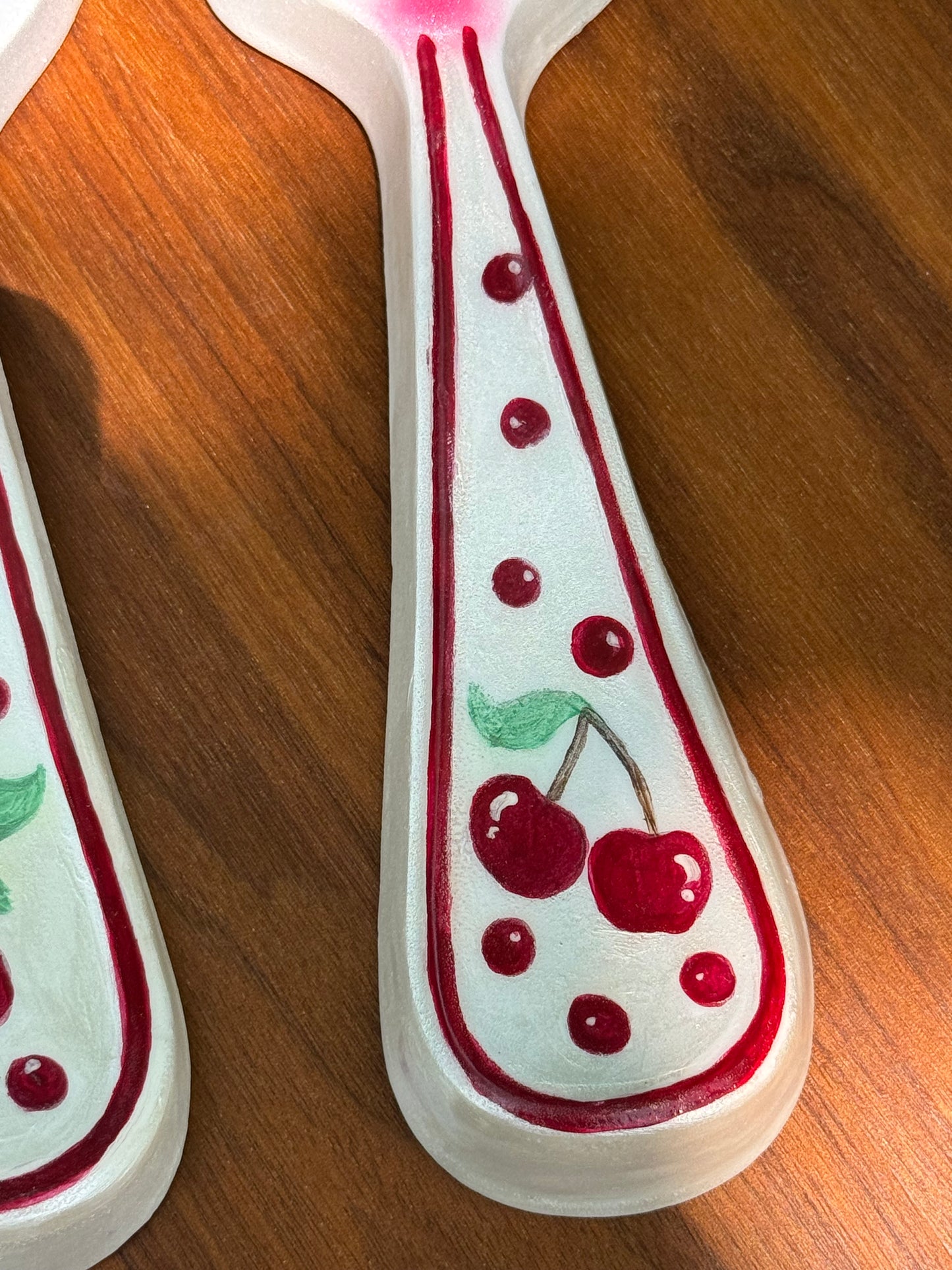 Cute Vintage Style Anthropomorphic Fork & Spoon with Handpainted Cherry Design