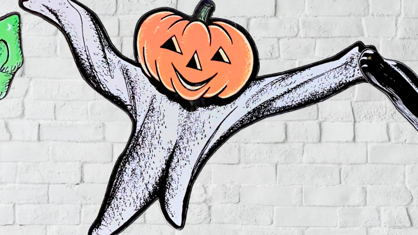 Vintage Style Figural Halloween Banner, Beistle Insp Halloween Garland, Moveable Antique Halloween Figure Bunting