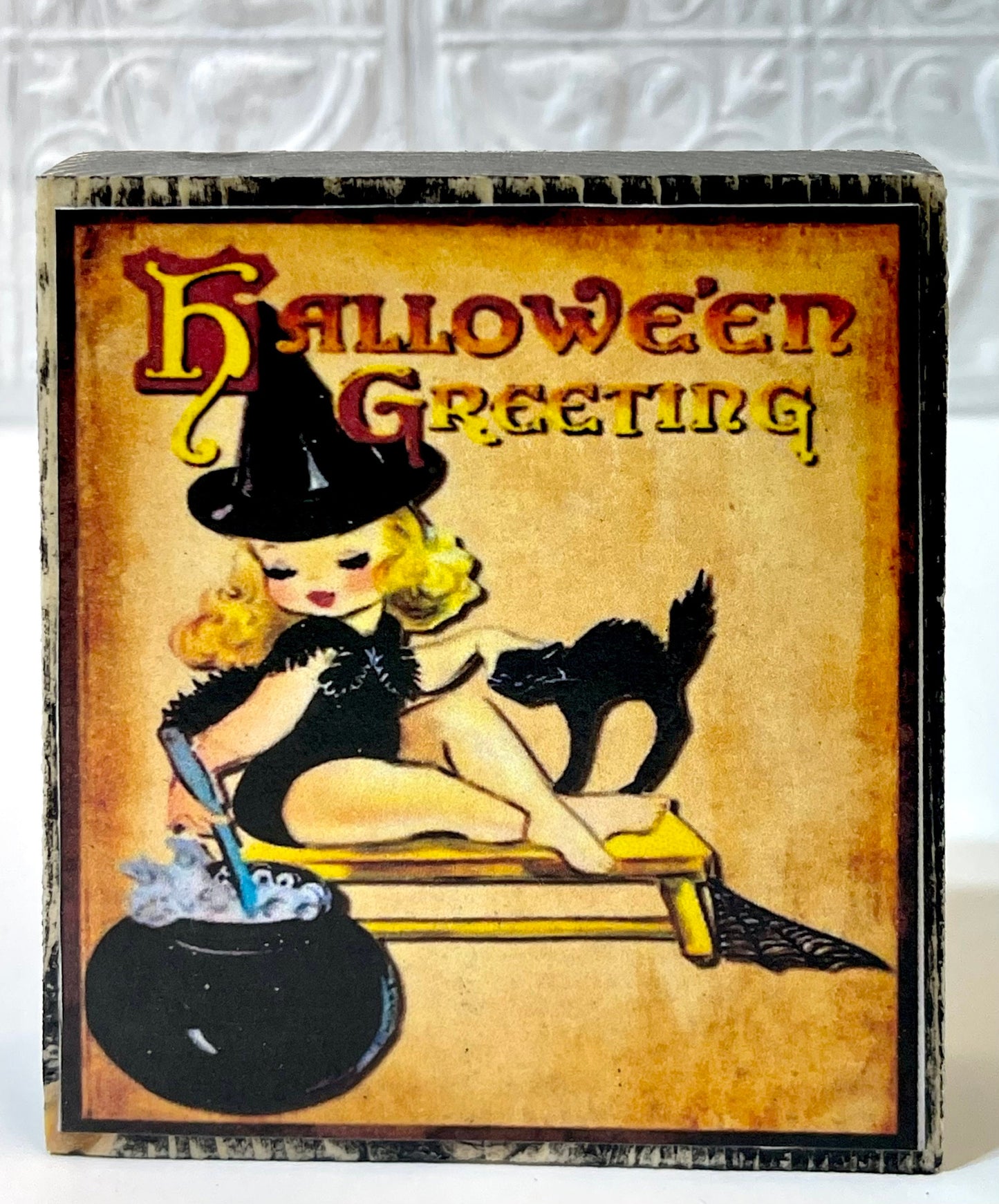 Retro Halloween Die Cut Dummy Board Standee, Halloween Table Top Decor or Fall Tiered Tray