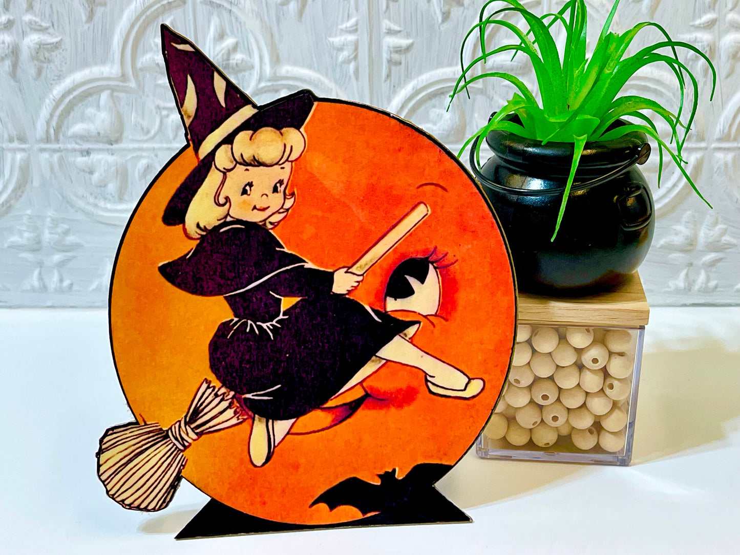 Retro Halloween Die Cut Dummy Board Standee, Halloween Table Top Decor or Fall Tiered Tray