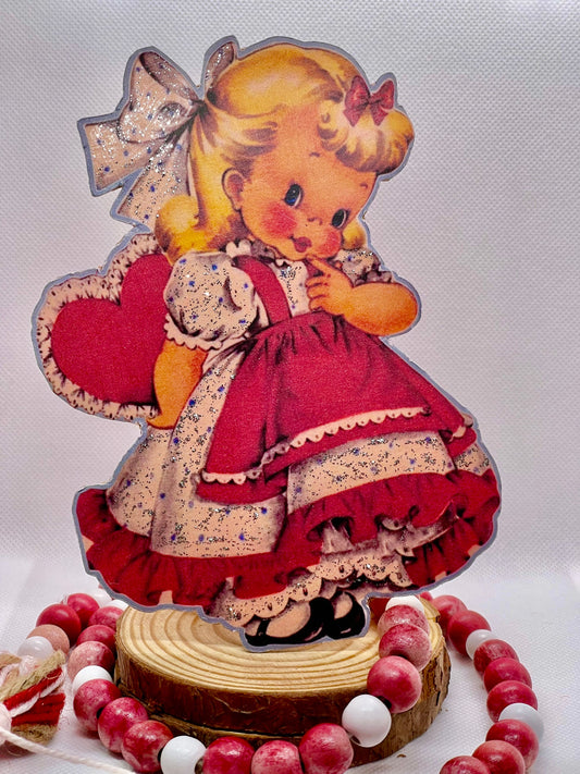 Vintage insp Valentine Decor Dummy board Standee, Handmade Cute Valentines Day Decoration