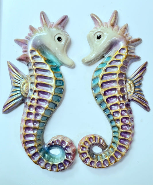 Large Pair of Mid-Century Style Chalkware Seahorses, Great Vintage Look!