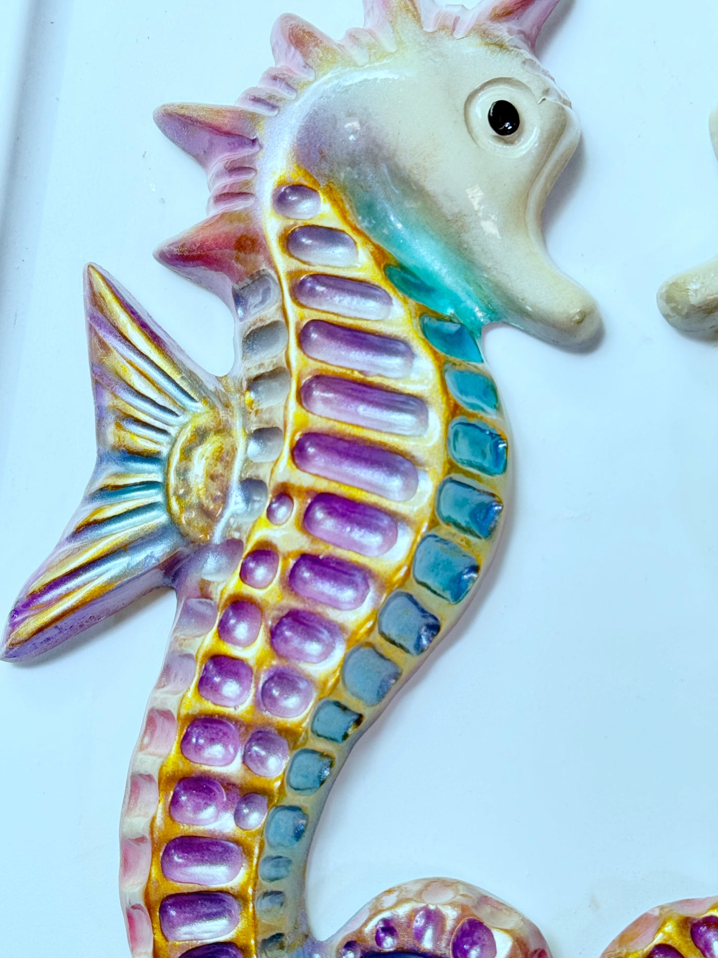 Large Pair of Mid-Century Style Chalkware Seahorses, Great Vintage Look!
