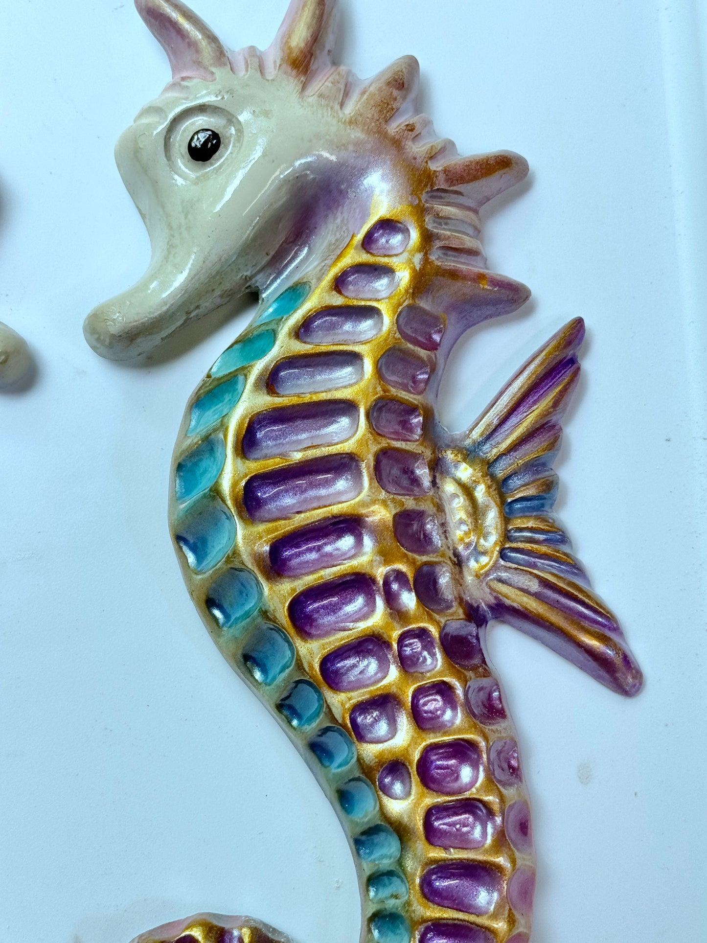 Large Pair of Mid-Century Style Chalkware Seahorses, Great Vintage Look!