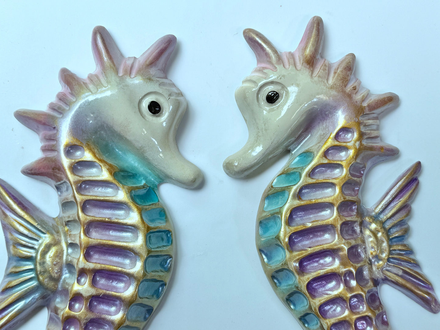 Large Pair of Mid-Century Style Chalkware Seahorses, Great Vintage Look!