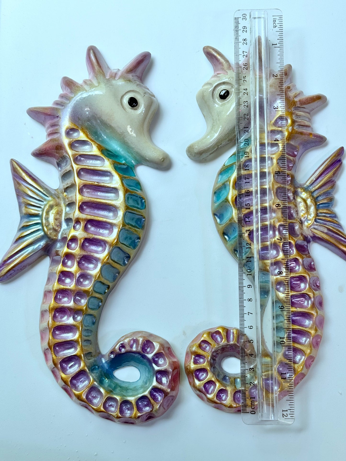 Large Pair of Mid-Century Style Chalkware Seahorses, Great Vintage Look!