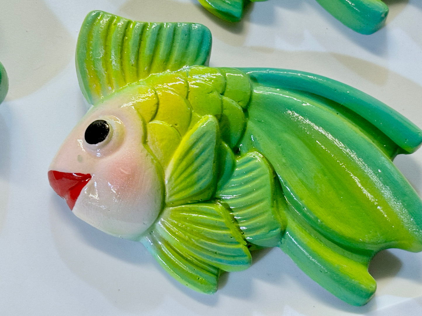 Anthropomorphic Mom & Baby  Mid Century Style Chalkware Fish Wall Plaques-- Great  For Bathroom or Beach House. Super Mid Century Style Decor