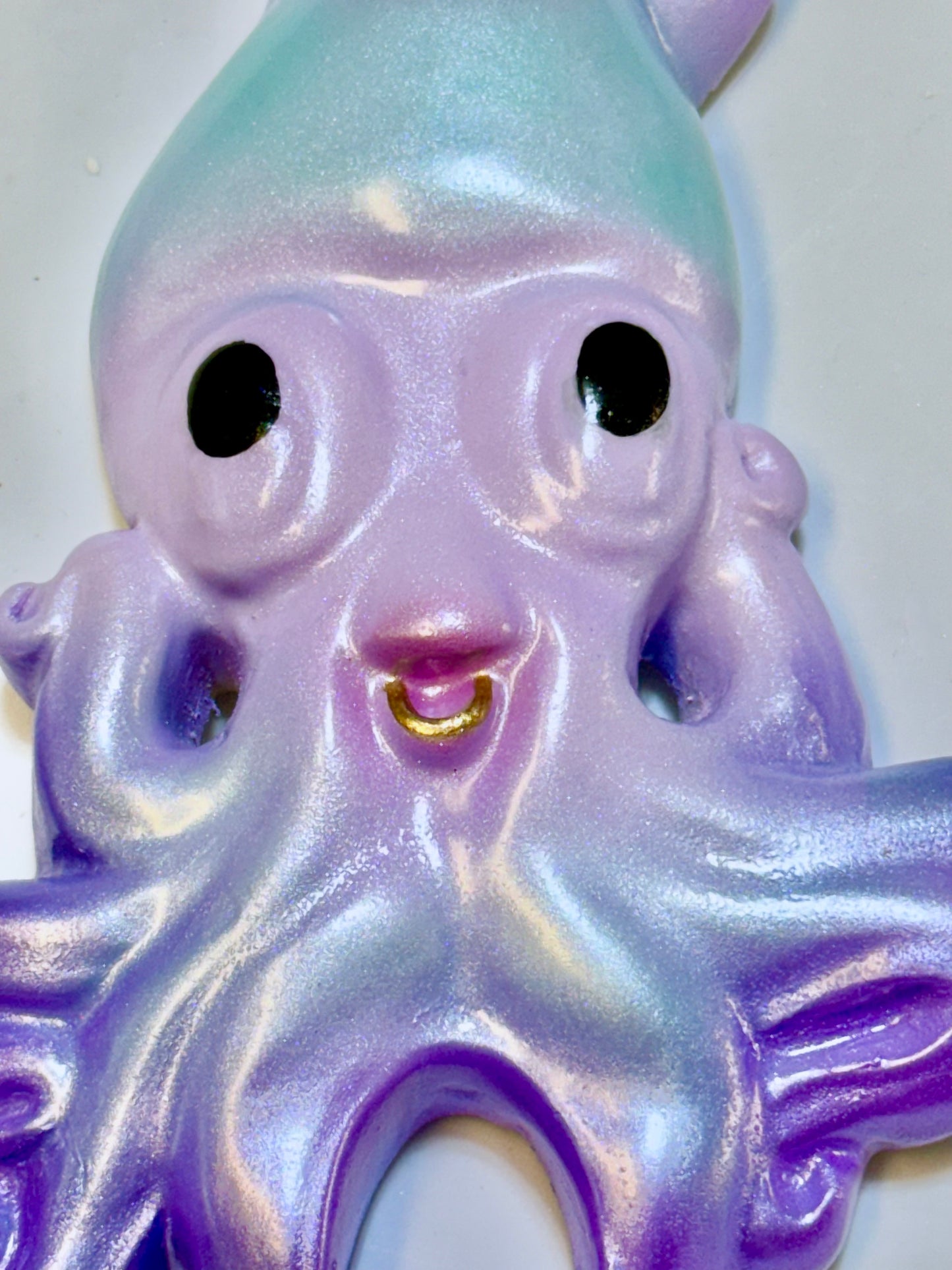 Retro Style Chalkware Octopus & Squid Wall Art Plaques,  Kitschy Retro style Anthropomorphic Fish Wall Art