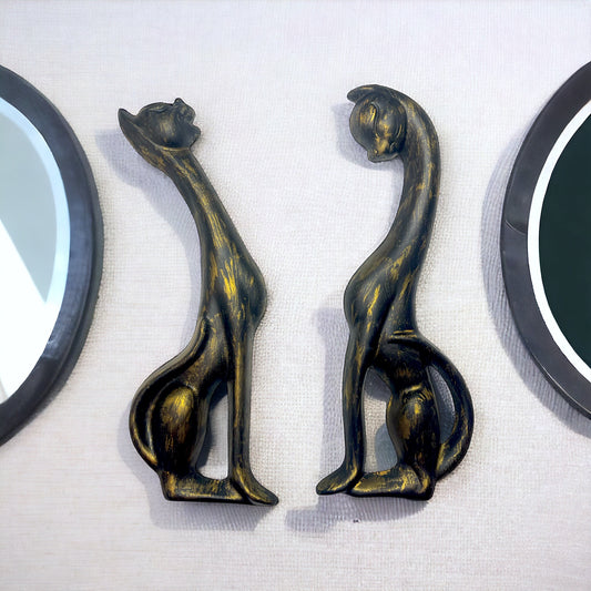 Retro Atomic Cat Chalkware Wall Plaques – Mid Century Vintage Style Decor