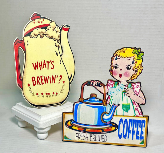Coffee Bar Sign, Coffee Bar Decor, Vintage Coffee Bar, Vintage Kitchen Decor, Coffee Tiered Tray Decor, Kitchen Sign, Kitsch Decor, Retro