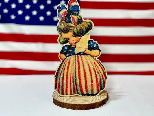 Vintage Patriotic Standee, Americana Tiered Tray Decor,  4th of July Decor, American Flag Decor, Independence Day Dummy Board, Shelf Decor