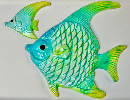 Vintage Chalkware Angelfish Fish Wall Art, Retro Mid Century Wall Decor, Bathroom Wall Art, Beach House Decor, Kitschy Decor