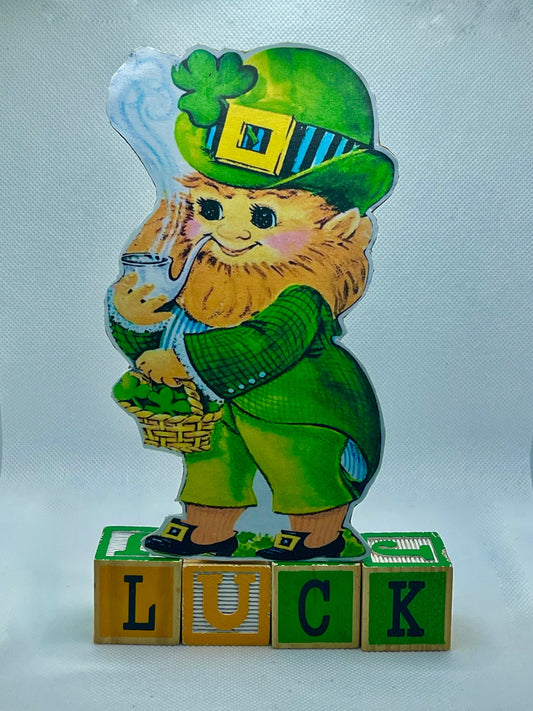 Leprechaun St. Patricks Day Decor Standee, Vintage Insp Shelf Decor Dummy Board