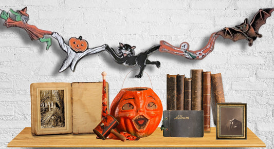 Retro Halloween Banner, Mid Century Halloween Unique Garland, Jointed Halloween banner, Vintage Halloween Decorations